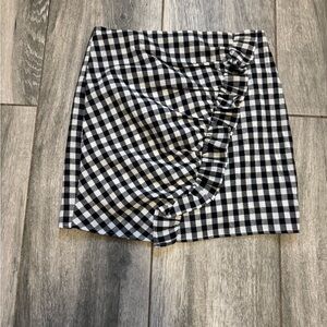 The Impeccable Pig Black and White Gingham Mini Skirt